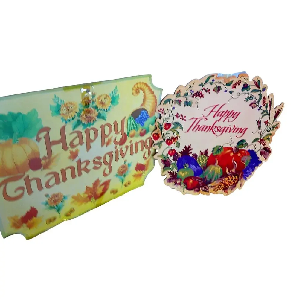 Vintage Eureka Amscan Thanksgiving Cardboard Die Cut Decorations Set Fall Decor
